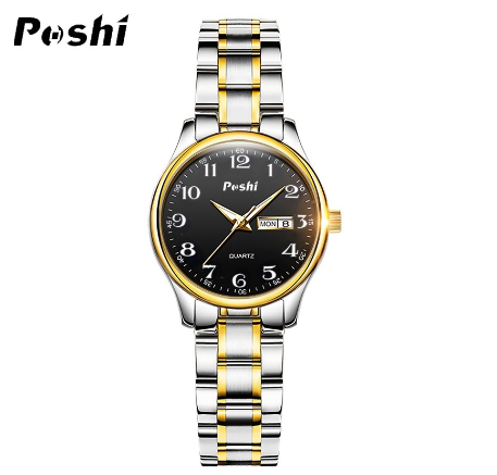 POSHI Watch For Woman Waterproof Original On Sale Women Stainless Steel Golden Silver With Box Watch GOLD BLACK