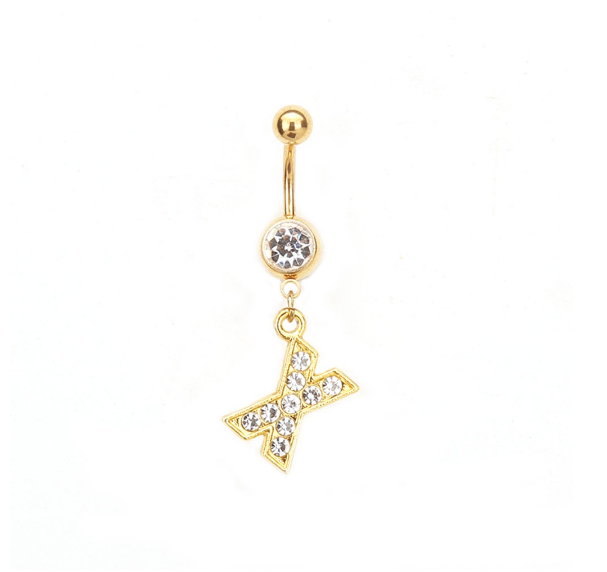 Body Piercing Drop Dangle Belly Button Rings Navel 26 Letter Ring Jewelry Sexy X