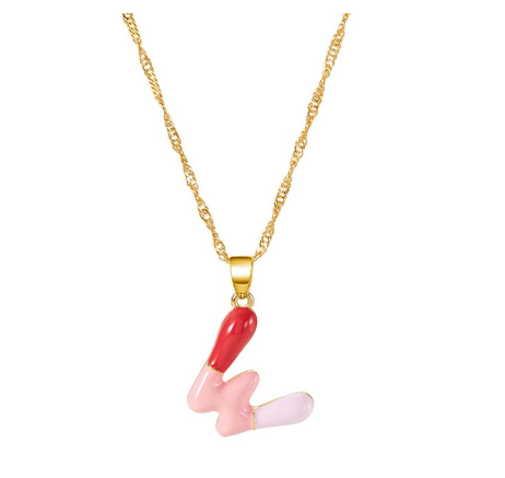 Fashion Simple English Capital A-Z Necklace Colorful 26 Letters Necklaces For Men And Women Jewelry Gifts Drip Oil Summer Letter W