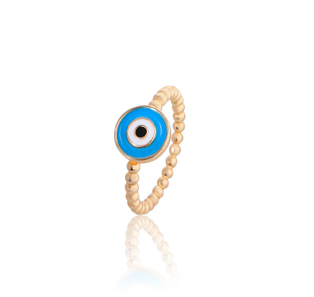Oil Painting Gold-Plated Devil's Eye Ring Personalized Electroplated Women's Fashion Ring Opening Women's Accessories Jewelry D15