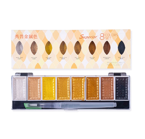 SeamiArt Superior 5 8 Color Optional Metal Gem Pearl Solid Watercolor Set For Painting Art Shaving Utensils