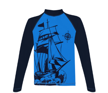 Rock Lobster Sea Adventure Blue Long Sleeved Rashguard with UPF 50 Boys Kids Swimwear