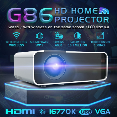 Lumos 8000 Lumens G86 Mini Projector FULL HD 1080P Android WIFI LCD Led For Home Theater