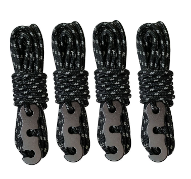 LANFY 4pcs Reflective Paracord Outdoor Tent Accessories Tent Wind Rope Sun Shelter 3 Holes Camping Hiking with Aluminum Alloy