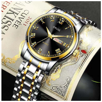 ORUSS Men Watch Waterproof Stainless Steel Automatic Calendar Luxury Gold Watch for Men Original Brand Fashion Wristwatch Relo for Men M08