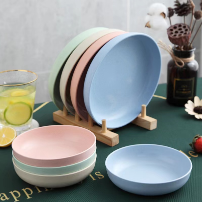 Wheat Fiber Saucer Plate Creative Fruit Appetizer Dessert Round-shaped Deepen Kitchenware