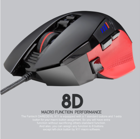 Mouse X11 Daredevil Wired Programmable RGB Macro Gaming Mouse