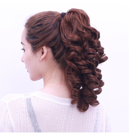 Aurora Girls Curly Hair Ponytail Natural Fluffy Clip-on Mid-Length Wig Ponytail