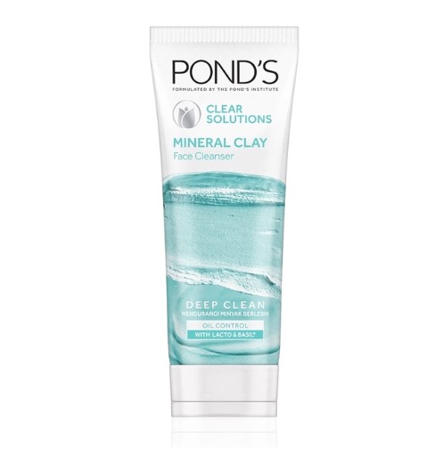 Ponds Clear Solutions Mineral Clay Facial Foam with Lacto and Basil for Oily & Acne-prone Skin 90G