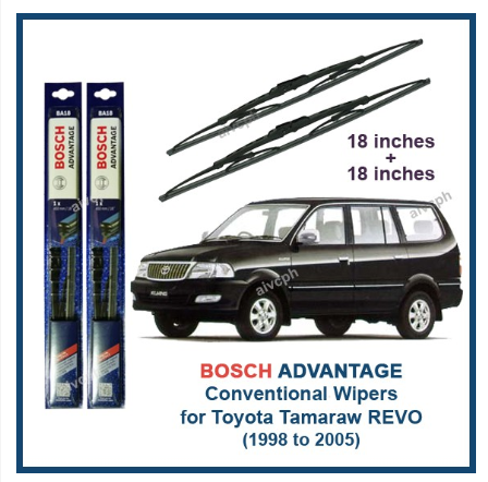 Bosch Advantage Wiper Set for Toyota Tamaraw FX REVO 1998 to 2005 (18" / 18") Conventional Blade 18