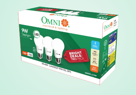 OMNI LED Lite A60 Bulb 9W Daylight 3 PCS. VALUE PACK - LLA60E27-9W-DL-3PK