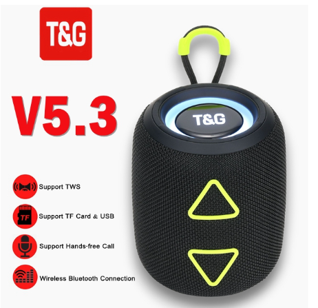 T&G TG-655 TWS Splash-proof Portable Wireless Mini Bluetooth Speaker With Colorful LED Light