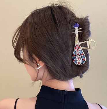 Traditional Lute Handwork Hair Clip Enamel Hair Clips Hair Pin Hair Extension Clamp for Women Girls