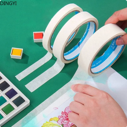 Watercolor Masking Tape Art Painting Adhesive Textured Tape Paper Writable Anti-dirty Cover Glue Leave White Tool Art Supplies