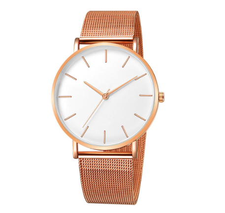 Men Fashion Simple Watch Ultra-thin Mesh Belt Stainless Steel Quartz Watches M4