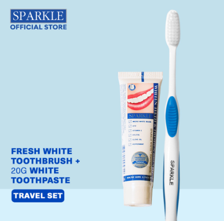 SPARKLE Travel Set With Fresh White Toothbrush & Sparkle White Toothpaste Assorted Colors