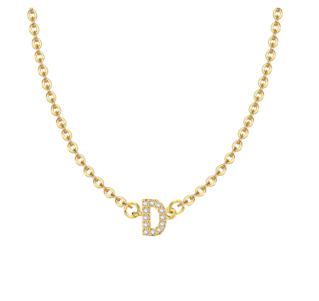 Vnox Initial Choker 18K Gold Letter A-Z Pendant Necklace Accessories for Women D