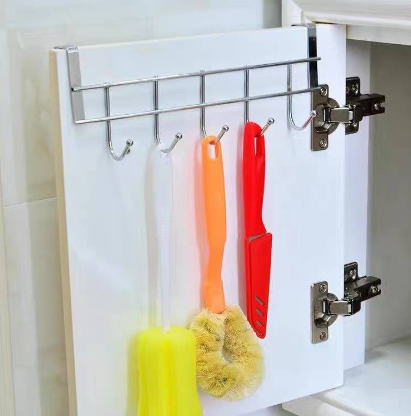 Stainless Steel Free Punching 5-hook Closet Wardrobe Door Back Hat Clothes Rack Hanger Organizer