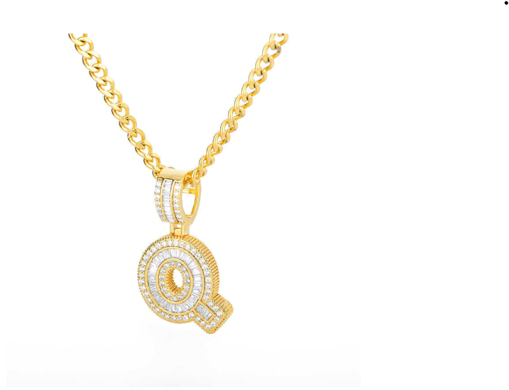 Trend Cubic 2020 Zirconia Letters A-Z Pendant Necklaces Iced Out Rock Candy Style Initial Q