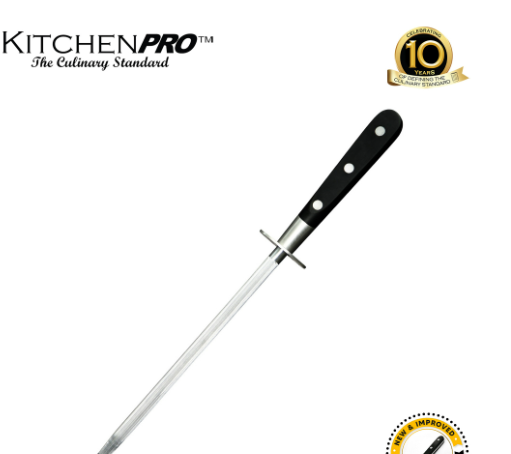 KitchenPro 8 inch Honing Steel Made of Stainless Steel Blade and PP Handle