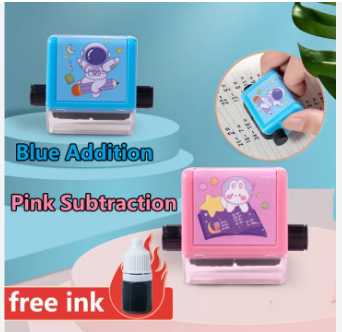 Number Rolling Stamp Addition And Subtraction Seal Stamp Math Practice for Kids with Ink
