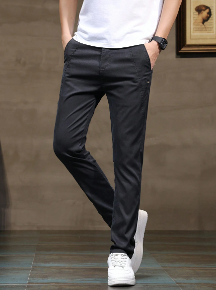Men's Casual Solid Color Tapered Pants With Slanted Pockets