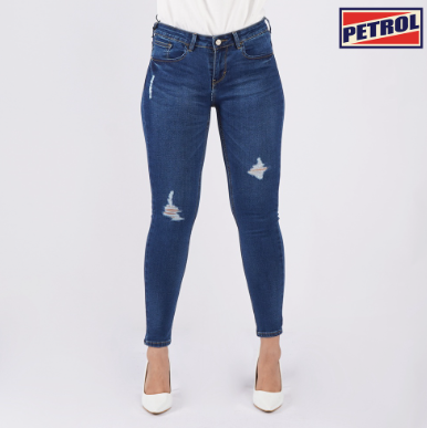 Petrol Ladies Basic Denim Pants For Women Super Skinny Fitting High Waist 147266 Medium Shade