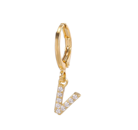 A-Z Letter Earrings Fashion Gold Plated Hoop Drop Earrings Diamond Stud Earrings Women's Jewelry V