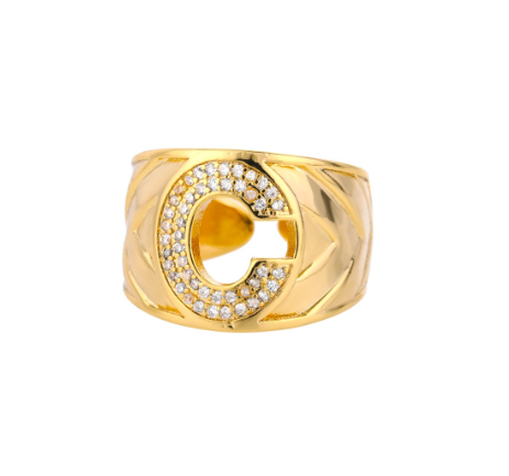 Fashion Initial Letter Rings For Women Finger Adjustable A-Z Alphabet Ring Jewelry C