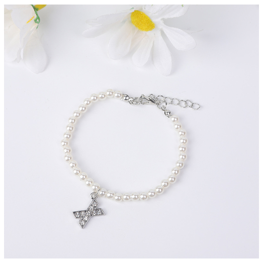 26 Letters Alphabet Initials Pearl Beaded Bracelet Bangle Women Jewelry Gift New