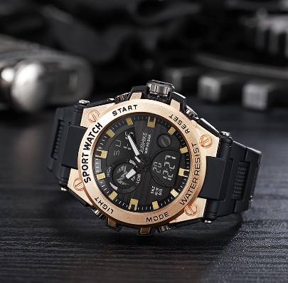 Rubber Digital Waterproof Watch Sport Quartz Military Watch For Men
