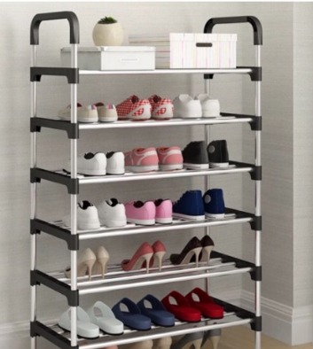 6 Layer Shoe Rack/ Tier Colored Stainless Steel Stackable Shoes Organizer Storage Stand