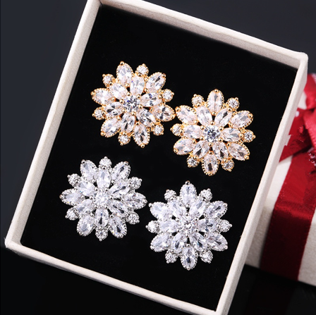 Sunflower Double-Layer Zircon Women's Earrings Fashion Copper Earrings Accessories
