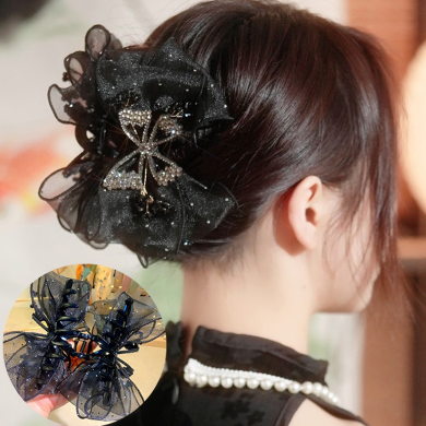 Korean Fashion Flash Diamond Butterfly Black Hair Clamps Hair Big Hairpin for Women Hair Claw Clips Summer Hair Accessories Jewelry