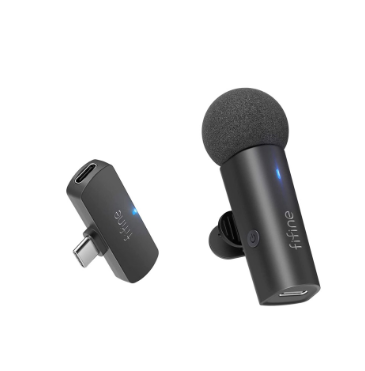 Fifine M6 2.4GHz Wireless Lavalier Lapel Microphone System w/ Clip and USB Type C Receiver