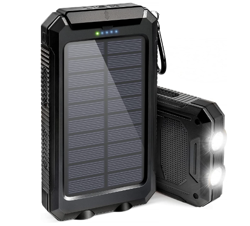 Solar Phone Charger, 20000mAh Portable Solar Power Bank for Cell Phone, with Dual USB Output External Battery Pack, Ultra Bright 2 LED Flashlights