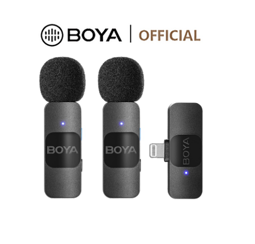 BOYA BY-V1/V2 Wireless Lavalier ANC Microphone with Active Noise Cancellation Vlogging Live Mic for Phones Action Camera Laptop PC