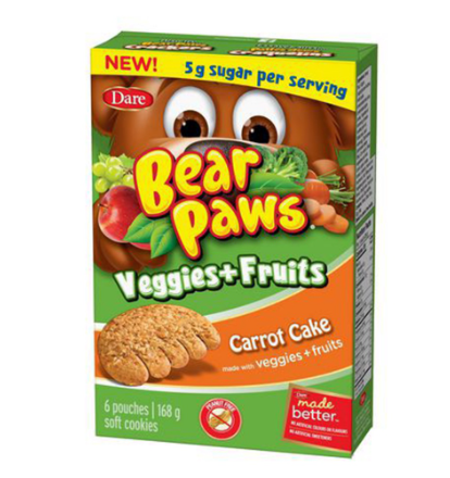 Dare Bear Paws Veggies+Fruits Carrot Cake Cookies 168g