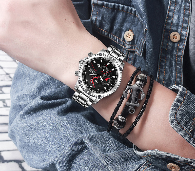 Watch For Men Waterproof Original Calendar Luminous Chronograph Stainless Steel