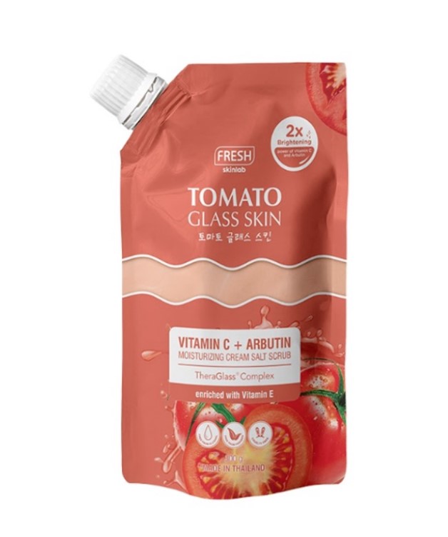 Fresh Skinlab Tomato Vitamin C plus Arbutin Moisturizing Cream Salt Scrub 300g