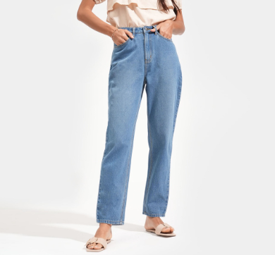 ForMe High Waist Straight Jeans for Women Blue