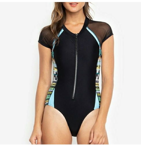 Professional Swimwear One Piece Swimsuit Women Zipper Monokini Swimsuit Sport Beach Bathing Suit