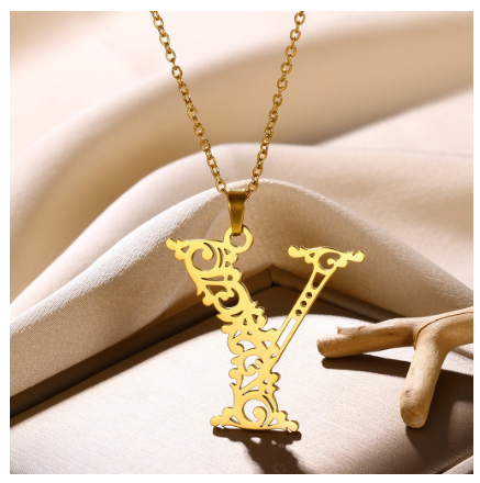 Initial Necklace for Women Men Girls Boys Gothic 18K Gold Plated 26 Letters Pendant Necklace Chain with Extension Y