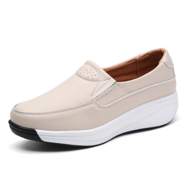 Real Stock Genuine Leather Women's Canvas Fashion Sneakers Shoes Lace-Up Platform Large Size Ladies Sports Shoe