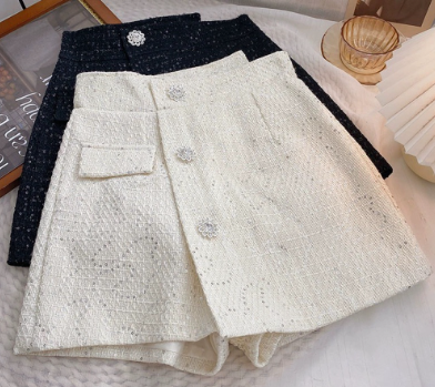 Lovito Women Button Front Asymmetrical Shorts LNE21220 Apricot