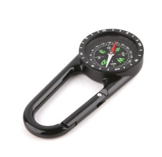 2 in 1 Zinc Alloy Compass Carabiner Outdoor Hiking Camping Hunting Keychain Big Dial Direction Guide