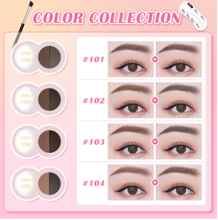Saniye 2 in 1 Waterproof Eyebrow Enhance Powder Drawing Makeup Set With Brush E028