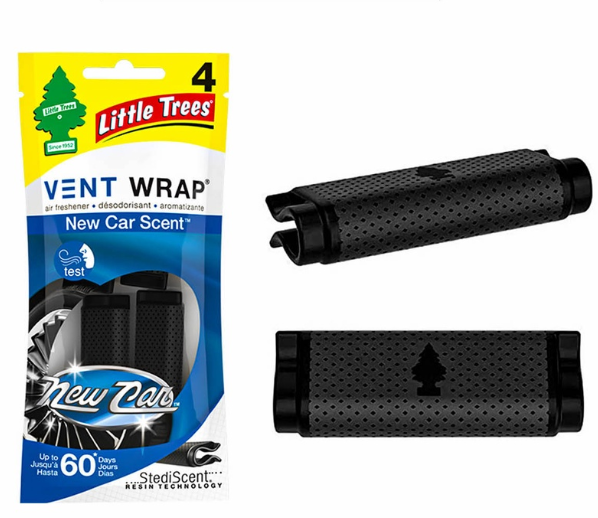Little Trees Vent Wrap Air Freshener 4pcs (New Car Scent) Provides Long-Lasting, Car Air Freshener