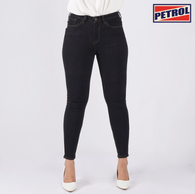 Petrol Ladies Basic Denim Pants Super Skinny Mega Black Wash Trendy Fashion 147811-U Black