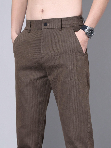 Men Solid Color Simple Daily Lightweight Business Casual Pants